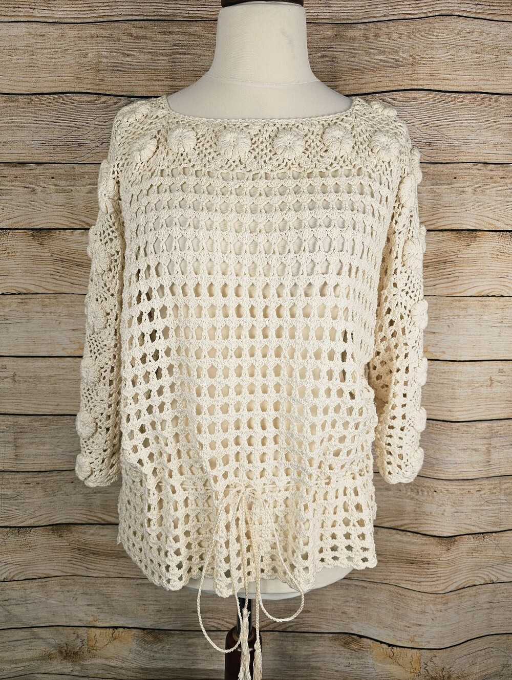 Vintage J.M. Pink Top Crocheted Boho Beach Summer Cottage Top Size Large